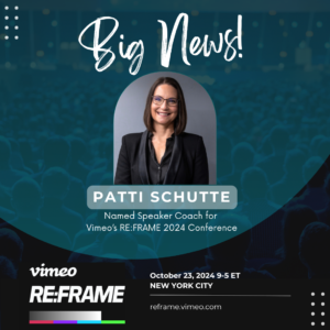 Patti Schutte of Be Brilliant Presentation Group Named Speaker Coach for Vimeo’s RE:FRAME 2024 Conference