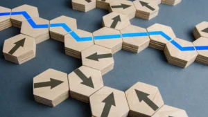 Hexagon tiles showing different directions